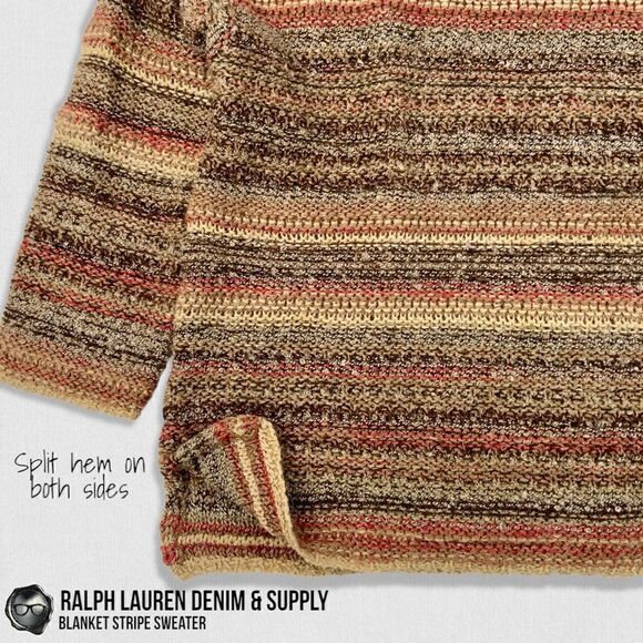 RALPH LAUREN DENIM & SUPPLY BLANKET STRIPE WOOL BLEND SWEATER WOMEN SIZE MEDIUM - Picture 5 of 15
